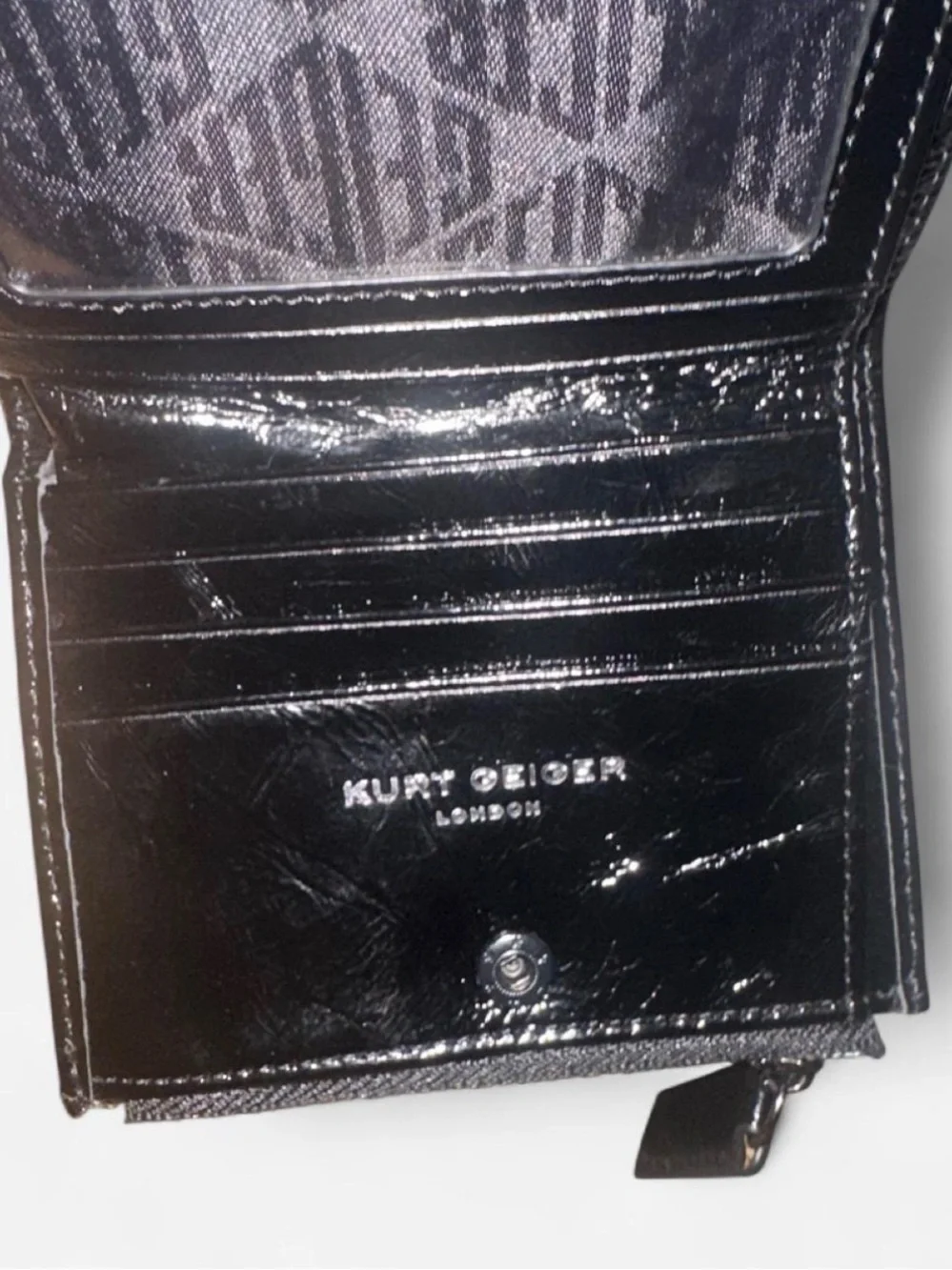Kurt Geiger Black Quilted Patent Wallet